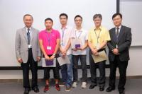 The winners of the first Badminton Tournament receive their prizes during the Opening Ceremony of the SBS Research Day 2012